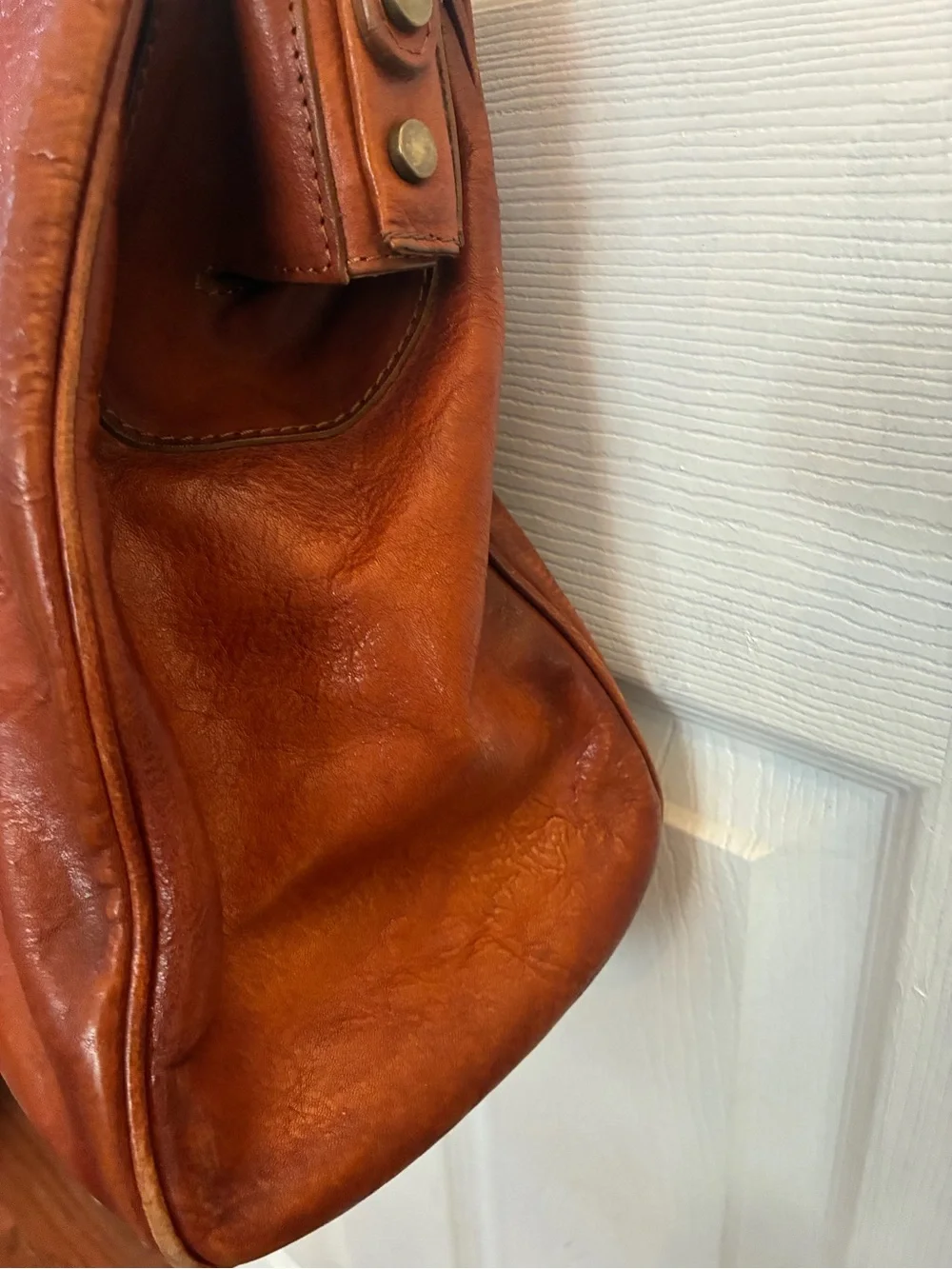 Pratesi Firenze Monteriggioni Cognac Leather Doctor Satchel Bag Italy B174